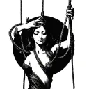 kinky marionette hand controlling woman shibari rope tattoo design idea