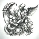 angle vs demon tattoo design idea