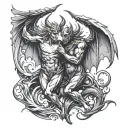 angle vs demon tattoo design idea