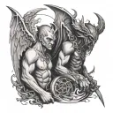 angle vs demon tattoo design idea