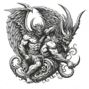 angle vs demon tattoo design idea