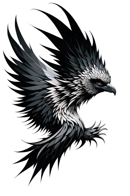 Phoenix rising from ashes tattoo design idea