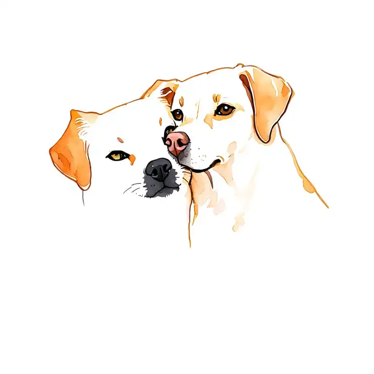 black cat and a yellow lab cuddling  tattoo design idea