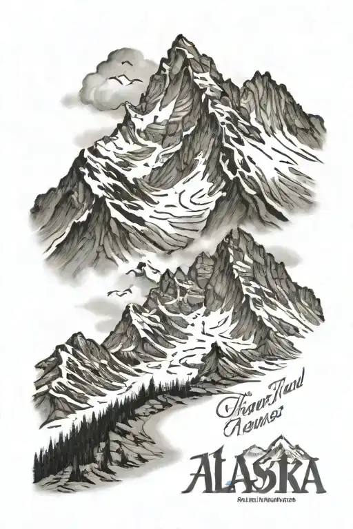 Alaska mountains  with the words I love you! Granny Xxxx's Oooo's tattoo design idea