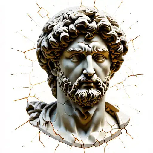 Roman statue head bust cracked tattoo design idea