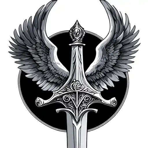 Sword Of St Michael quis ut deus fineline tattoo tattoo design idea