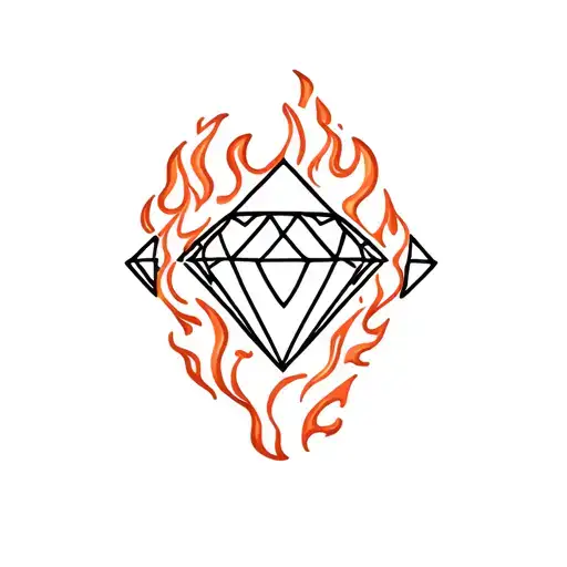 "A diamond surrounded by tongues of fire, symbolizing passion, strength and overcoming difficulties." tattoo design idea