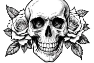 Skull with roses tattoo design idea