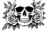 Skull with roses tattoo design idea