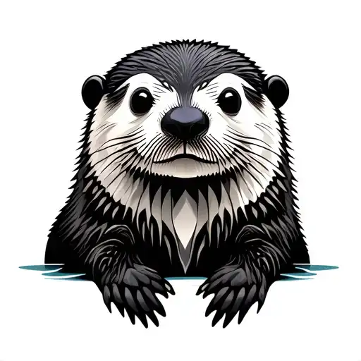 geometric sea otter tattoo design idea