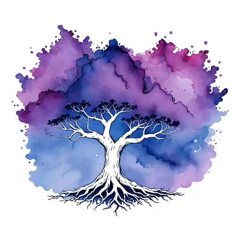 Yggdrasil tree in center tattoo design idea