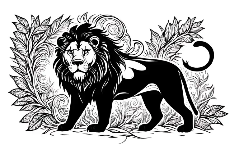 traditional full body lion tattoo design idea