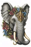 thorn crown wrapped around an elephant head tattoo design idea