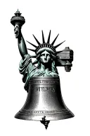 liberty bell next to Statue of Liberty  tattoo design idea