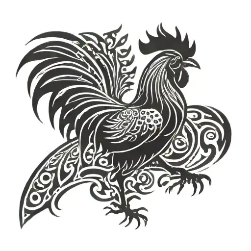 rooster fighting  tattoo design idea