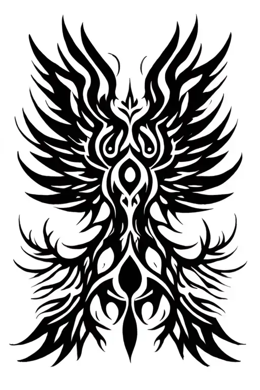 symmetric winged tree tattoo design idea