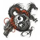 Yin Yang Dragon tattoo design idea