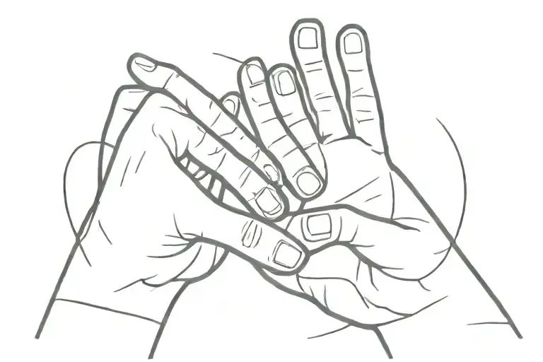 Interrogating dog's paw and human hand reaching tattoo design idea