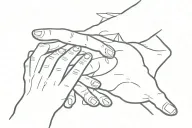 Interrogating dog's paw and human hand reaching tattoo design idea