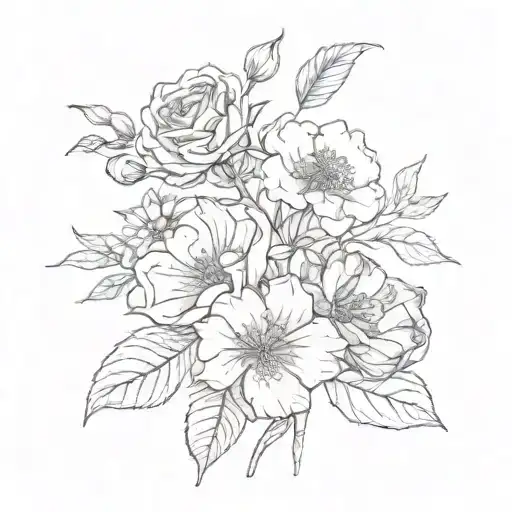 2 april, august, september, november, and december birth flowers tattoo design idea