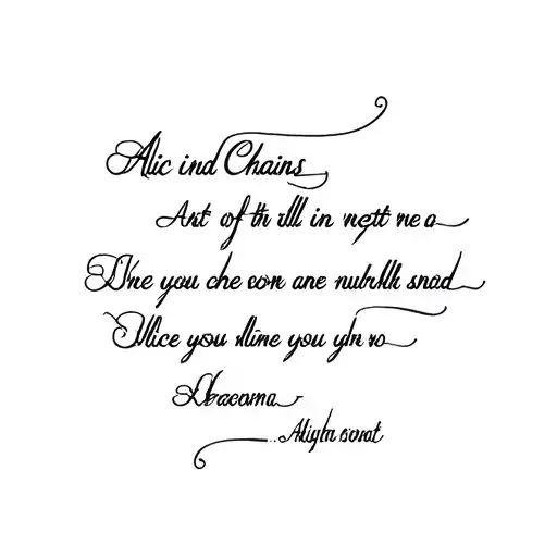 Alice in chains nutshell lyrics written in cursive with cybersigilism next to it tattoo design idea