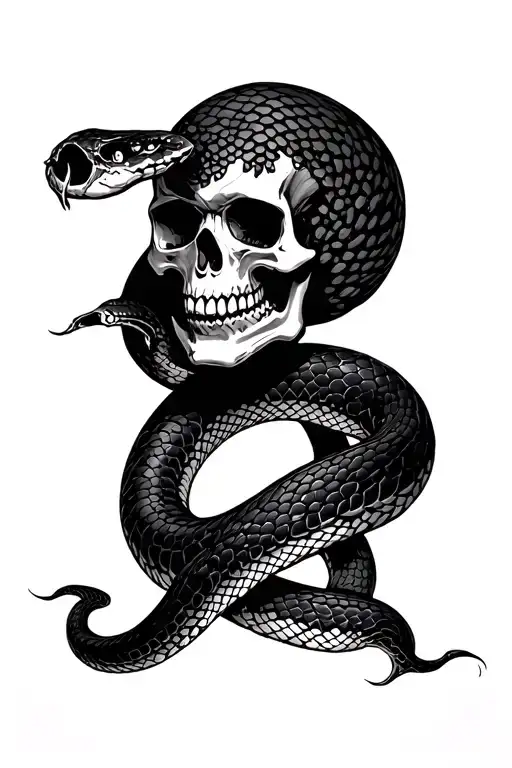 Skull / Dark / Slash / Snake tattoo design idea