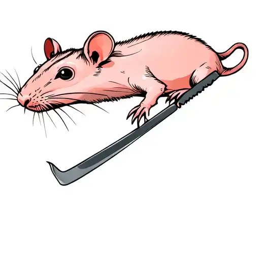 rat beheaded by a straight edge razor tattoo design idea
