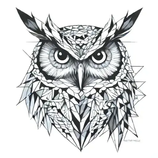 owl with geometric design incorporating tattoo design idea
