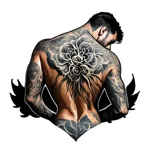 weight loss and rebirth back tattoo male tattoo design idea