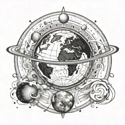 earth orbit around the sun with equinox and solstice tattoo design idea