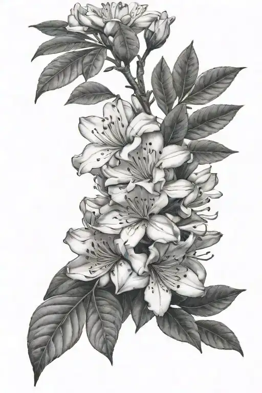 rhododendron bush tattoo design idea