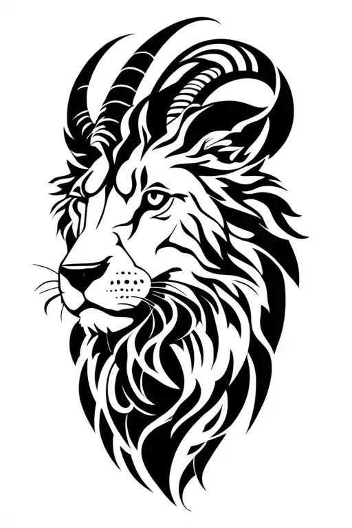 Leo over Capricorn zodiac signs tattoo design idea