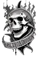 skull great white shark grim reaper Harley Davidson  tattoo design idea