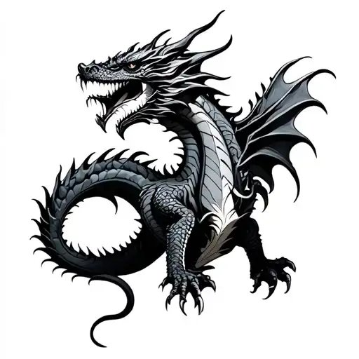 dragons death tattoo design idea