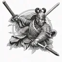 Japanese culture/ Samurai warrior. Catholic religion tattoo design idea