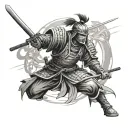 Japanese culture/ Samurai warrior. Catholic religion tattoo design idea