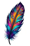 colorful feather with paisley pattern tattoo design idea