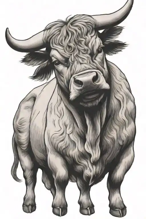 Scottish bull standing tattoo design idea