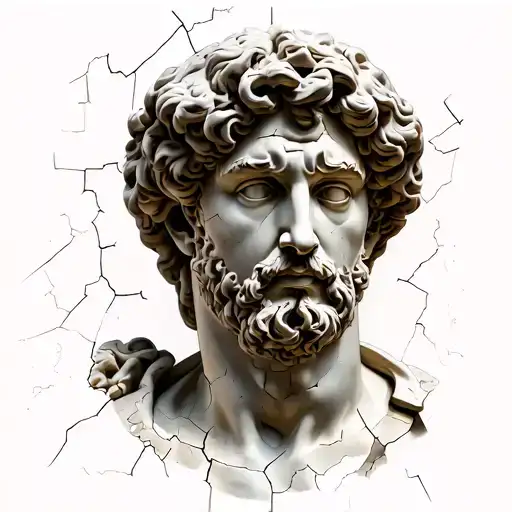 Roman statue head bust cracked tattoo design idea