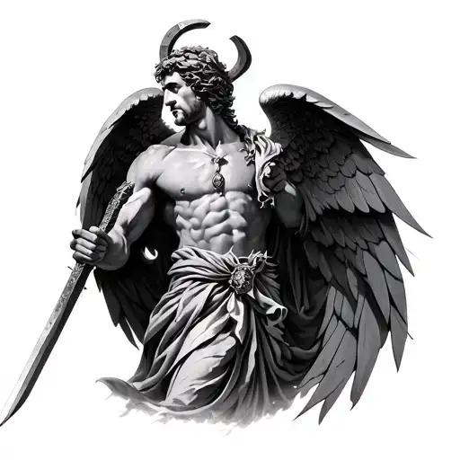 st micheal slaying tattoo design idea