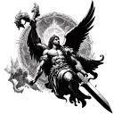 st micheal slaying tattoo design idea