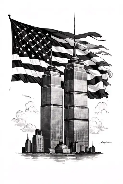twin towers on 9/11  tattoo design idea