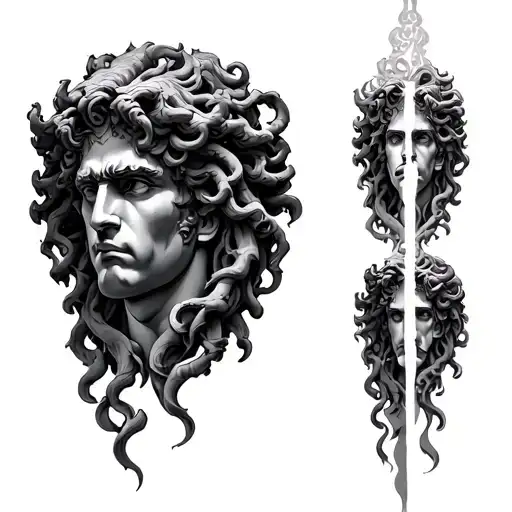 perseus medusa head tattoo design idea