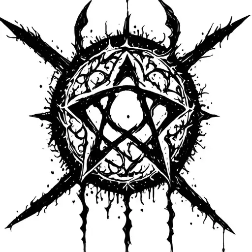 dirty drawn satanic pentagram in sigilism tattoo tattoo design idea