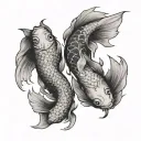 Pisces koi fish in yin yang symbol tattoo design idea
