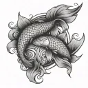 Pisces koi fish in yin yang symbol tattoo design idea