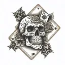 skull ace card roses dice tattoo design idea