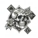 skull ace card roses dice tattoo design idea