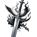 Sword with a smoky flame and a dove at the hilt. "Sword of the Spirit" tattoo design idea