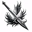 Sword with a smoky flame and a dove at the hilt. "Sword of the Spirit" tattoo design idea
